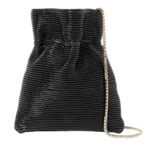 TL180 Ribbed Patent Leather Shoulder Bag, Black, NWOT